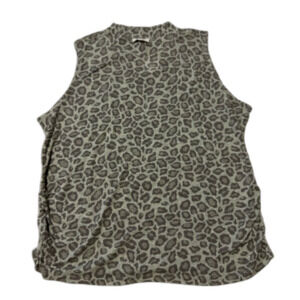 NWT Skinnygirl Knit Gauze Mock-Neck Tank CHEETAH SAFARI COMBO size 2x